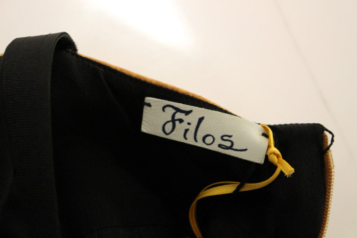 FILOS Schwarz-Bronze Seide Ärmellos Oben Etuikleid