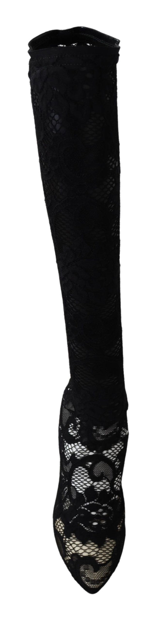 Dolce & Gabbana Schwarz Taormina Spitze Socken Stiefel Schuhe Pumps