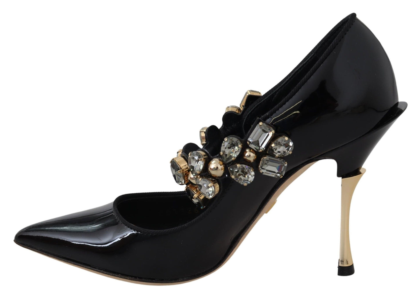 Dolce & Gabbana Schwarz Leder Kristall Schuhe Mary Jane Pumps