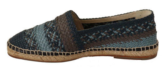 Dolce & Gabbana Blau Gray Slip On Buffalo Espadrille Schuhe