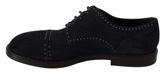 Dolce & Gabbana Blaue Derby-Schuhe aus Wildleder mit Nieten