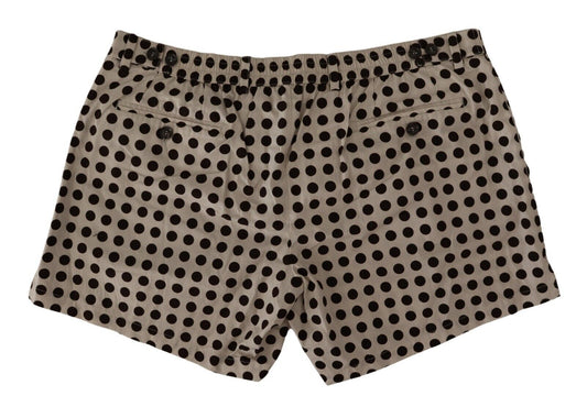 Dolce & Gabbana Schwarz-weiß gepunktete Baumwoll-Leinen-Shorts
