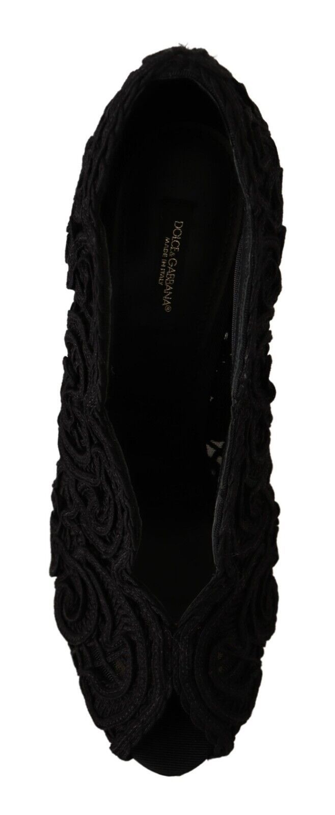Dolce & Gabbana Schwarze Cordonetto Ricamo Pumps Offene Zehen Schuhe