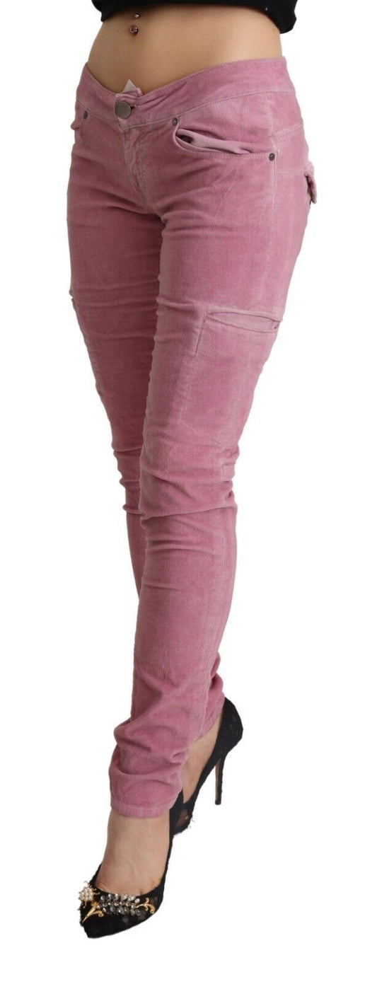 Acht Rosa Baumwoll-Cargo-Jeans mit niedriger Taille aus Denim