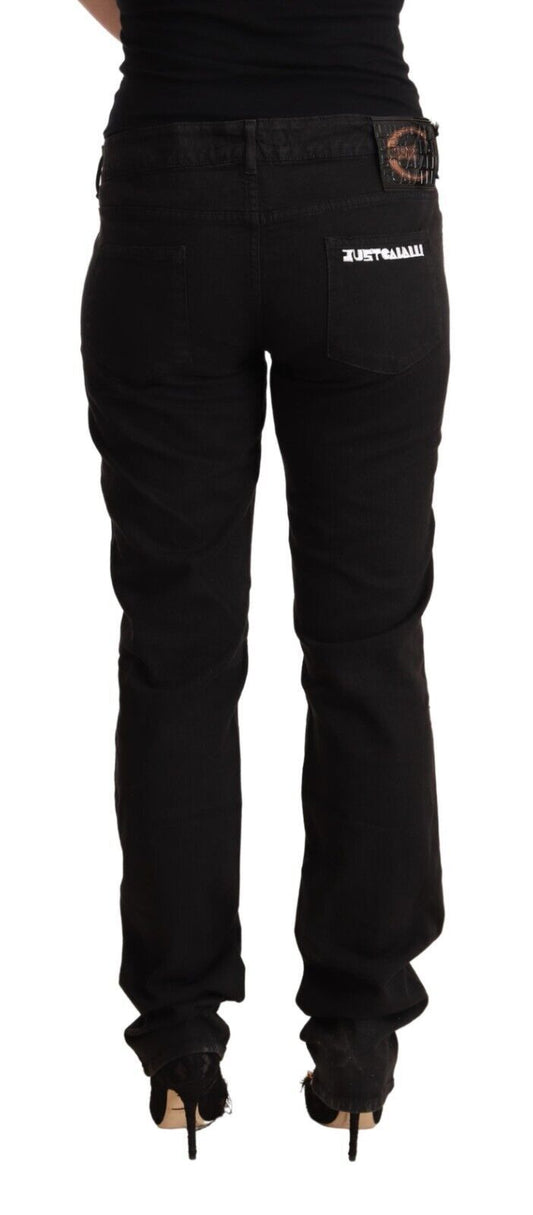 Just Cavalli Schwarze Skinny-Jeans aus Denim-Baumwolle mit mittlerer Taille