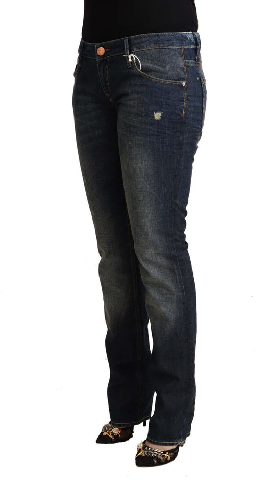 Acht Blaue Skinny Denim Jeans aus gewaschener Baumwolle mit niedriger Taille