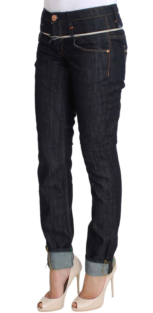 Acht Blaue Denim-Baumwollhosen Straight Fit Jeans