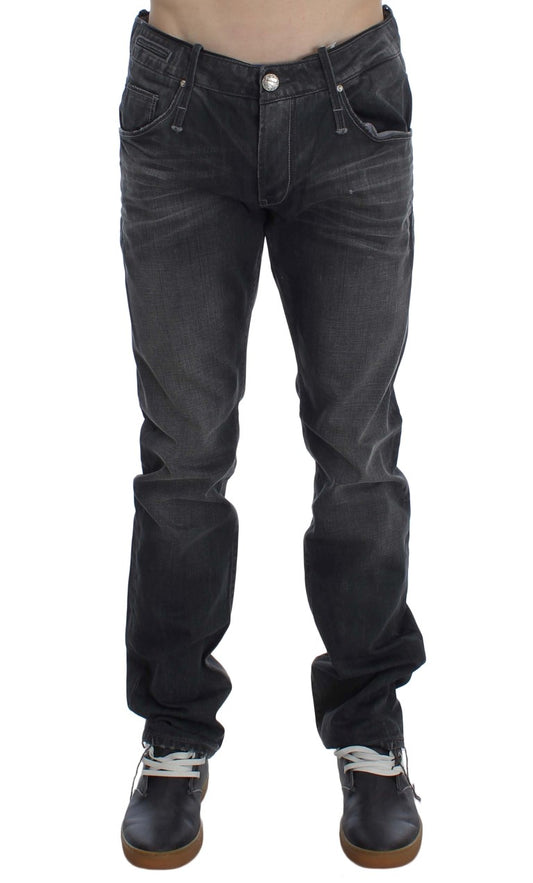 Acht Graue Baumwolle Regular Low Fit Jeans
