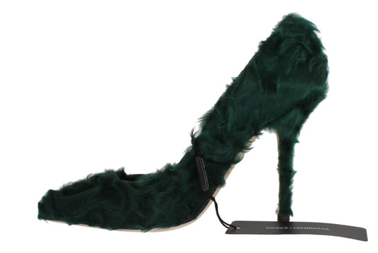 Dolce & Gabbana Grüne Xiangao Lammfell Leder Pumps