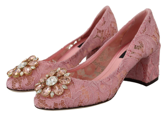 Dolce & Gabbana Rosa Taormina Spitze Kristall Pumps Pastell Schuhe
