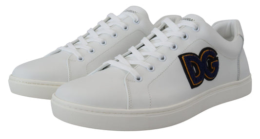 Dolce & Gabbana Weißes Leder DG Logo Casual Turnschuhe Schuhe