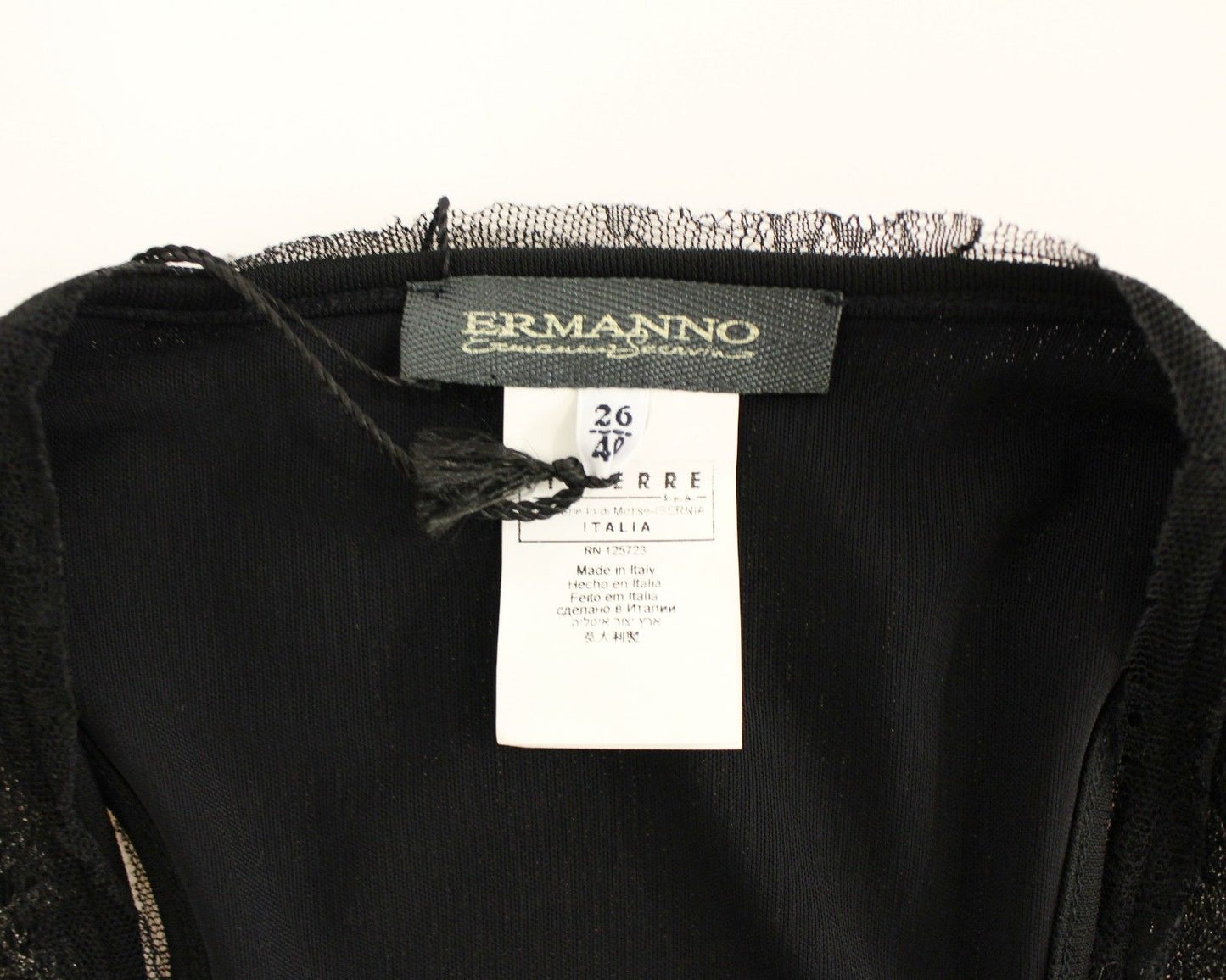 Ermanno Scervino Schwarzes mit Spitze gefüttertes Stretch-Minikleid