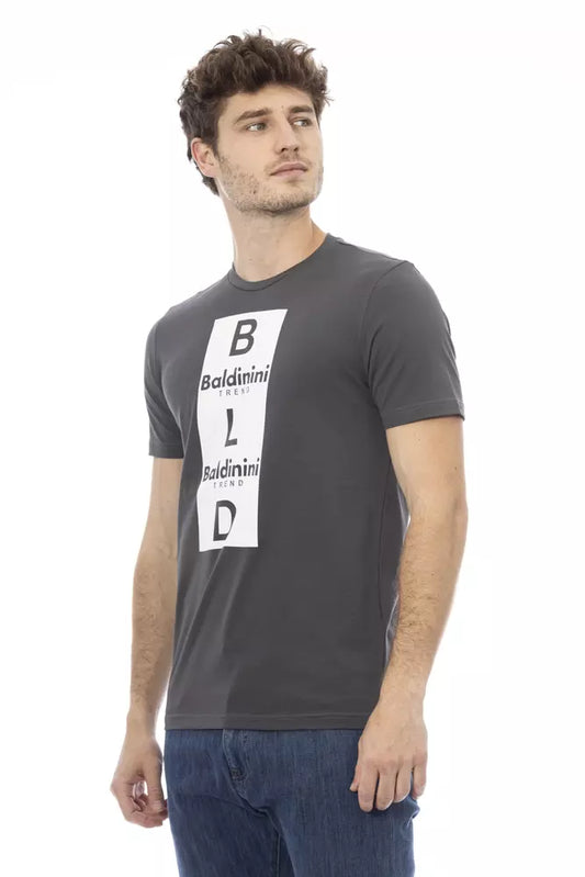 Baldinini Trend Graues Baumwoll-T-Shirt für Herren