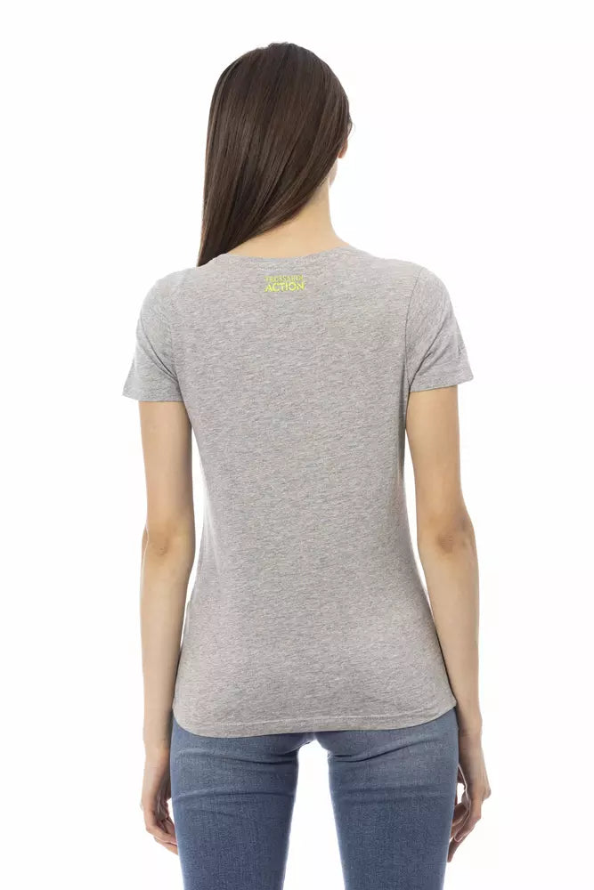 Trussardi Action Graues Baumwoll-T-Shirt für Frauen