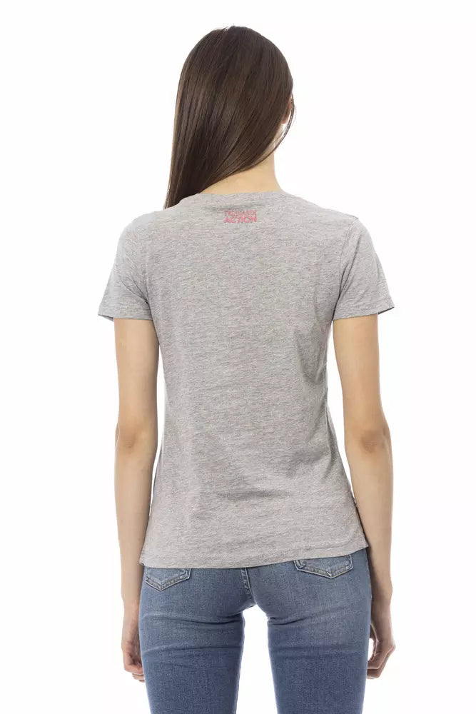 Trussardi Action Graues Baumwoll-T-Shirt für Frauen
