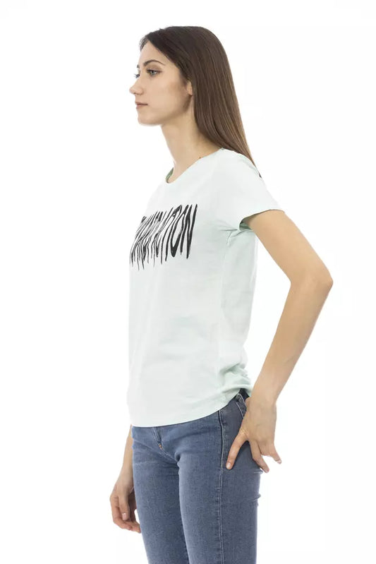 Trussardi Action Hellblaues T-Shirt aus Baumwolle für Frauen
