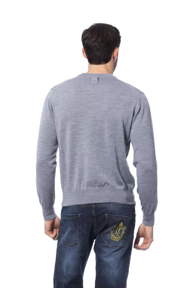 Billionaire Italian Couture Grauer Herren-Pullover aus Merinowolle