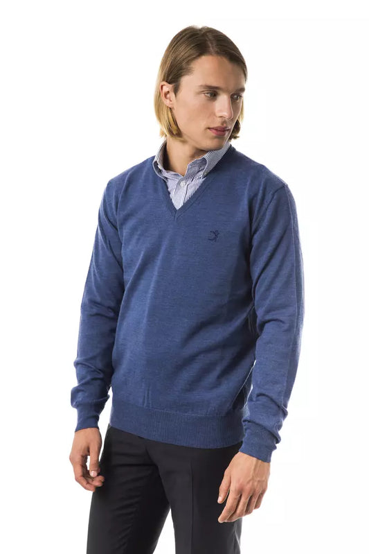Uominitaliani Blauer Merinowoll-Pullover für Herren