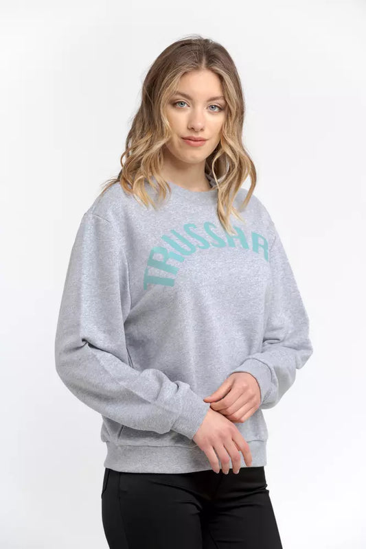 Trussardi Graues Damen-Sweatshirt aus Baumwolle