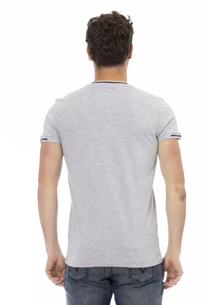 Trussardi Action Graues Herren T-Shirt aus Baumwolle