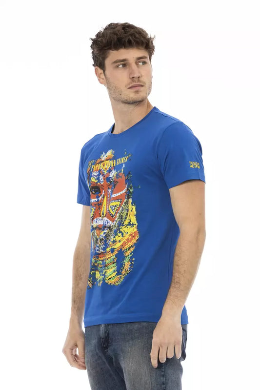 Trussardi Action Blaues Baumwoll-T-Shirt für Herren