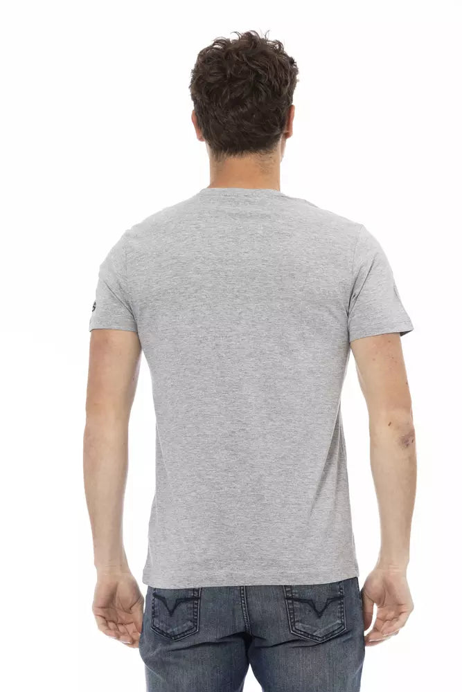 Trussardi Action Graues Herren T-Shirt aus Baumwolle