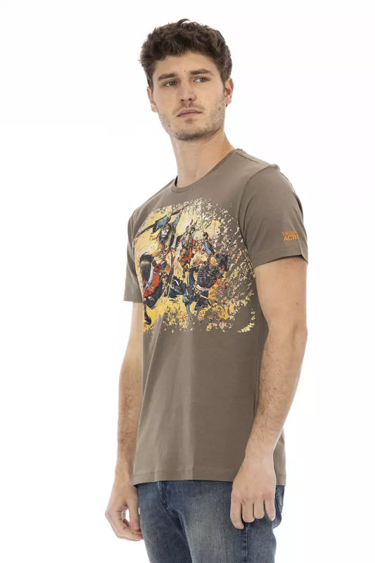 Trussardi Action Braunes Herren-T-Shirt aus Baumwolle