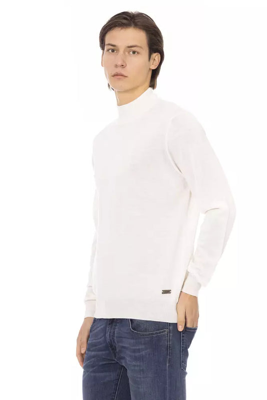 Baldinini Trend Weißer Herren-Rollkragenpullover aus Stoff
