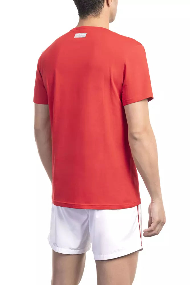 Bikkembergs Rotes Herren-T-Shirt aus Baumwolle