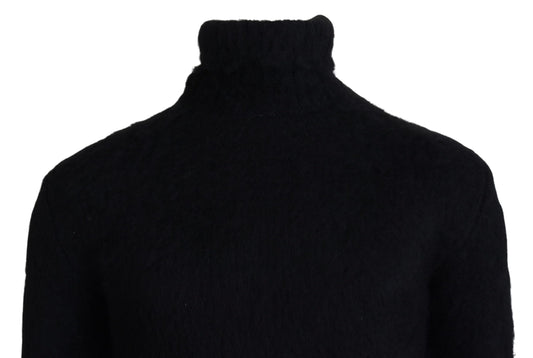 Dolce & Gabbana Schwarz-Gold-Rollkragenpullover aus Mohair Herrenpullover