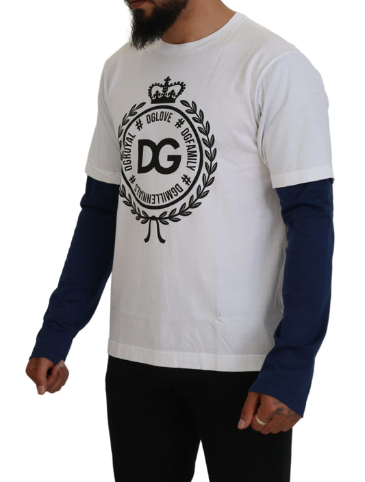 Dolce & Gabbana Weiß Blau DG Crown Pullover