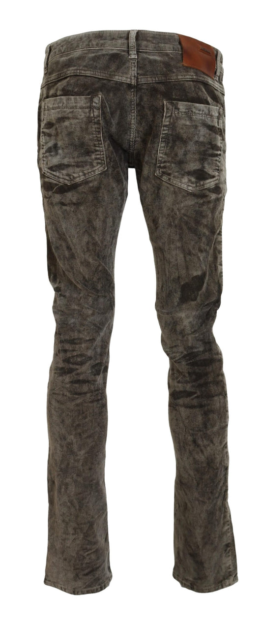 Acht Graue gewaschene Baumwollcordjeans Slim Fit für Männer