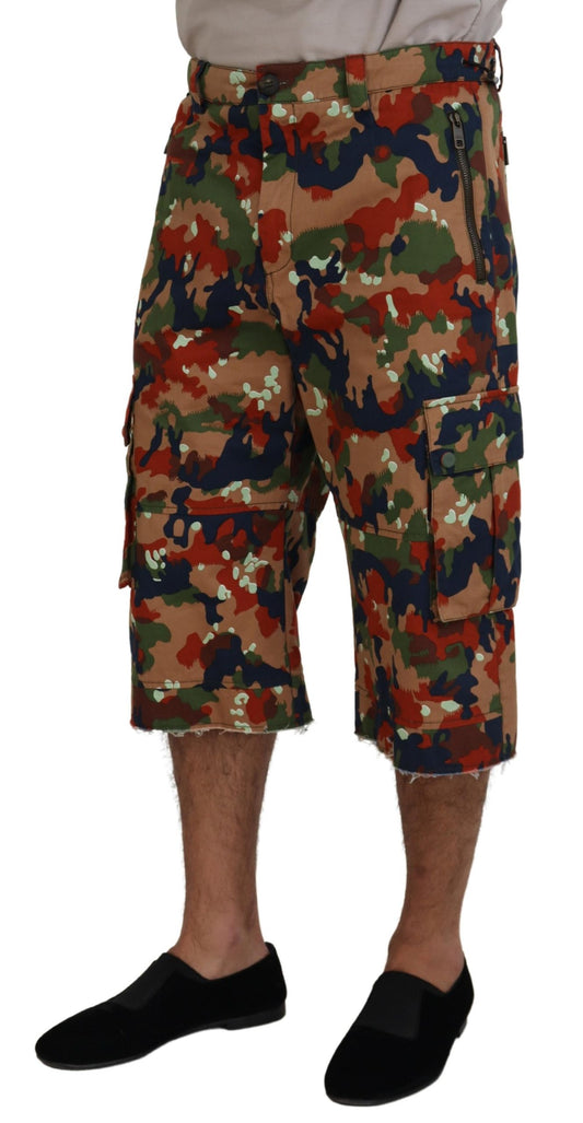 Dolce & Gabbana Mehrfarbige Cargo-Shorts aus Baumwolle mit Tarnmuster