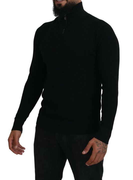 Dolce & Gabbana Pullover mit Rollkragen aus schwarzer Seide