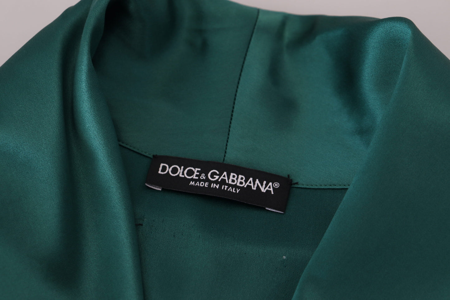 Dolce & Gabbana Grüner Seiden-Taillengürtel Robe Nachtwäsche
