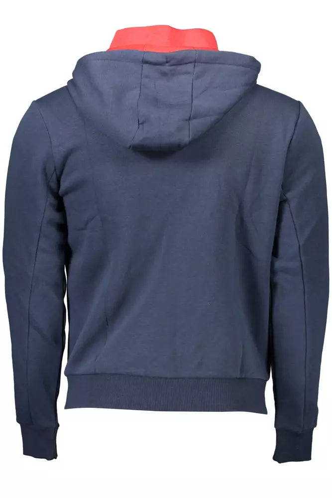 U.S. POLO ASSN. Schickes blaues Sweatshirt mit Kapuze und Reißverschluss - gesticktes Detail