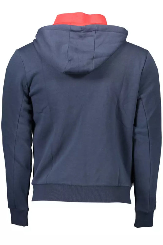 U.S. POLO ASSN. Schickes blaues Sweatshirt mit Kapuze und Reißverschluss - gesticktes Detail