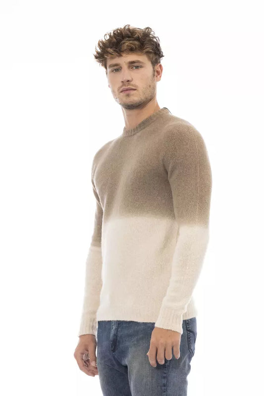 Alpha Studio Beiger Herren-Pullover aus Alpakawolle