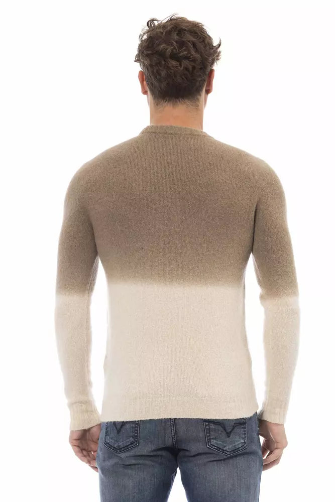 Alpha Studio Beiger Herren-Pullover aus Alpakawolle