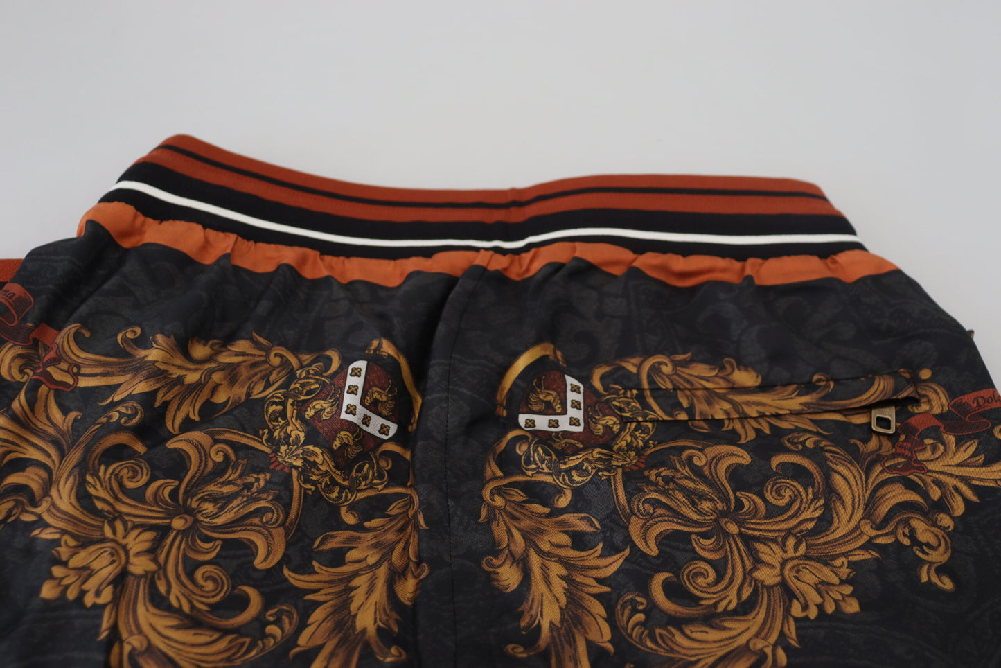 Dolce & Gabbana Graue Seiden-Barockkronen-Hose Sporthose