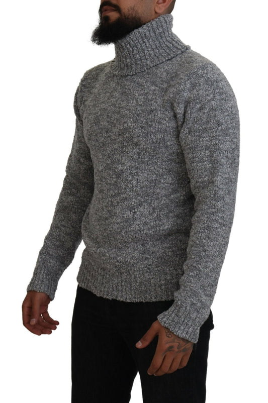 Dolce & Gabbana Grauer Wollstrick-Rollkragenpullover