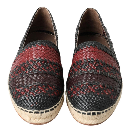 Dolce & Gabbana Schwarz Bordeaux Büffelleder Espadrille Schuhe