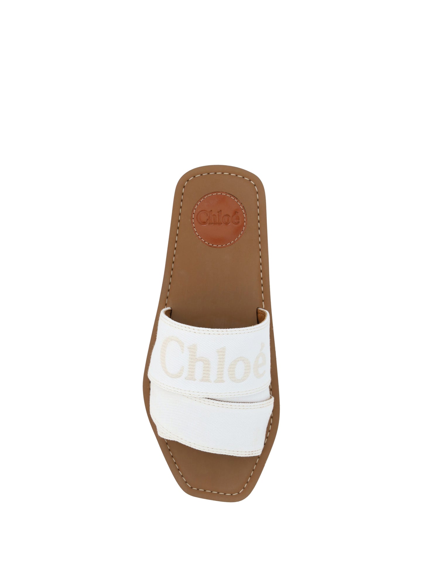 Chloé Elegante weiße Gleitsandalen aus Baumwolle