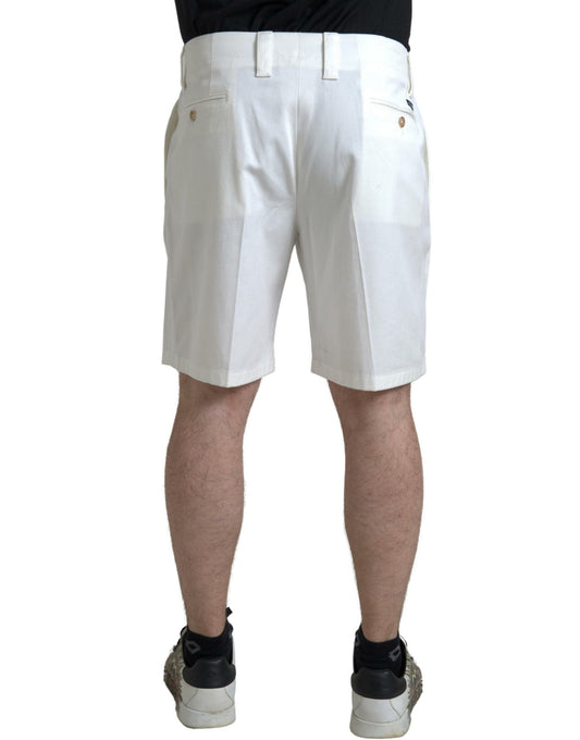 Dolce & Gabbana Weiße Baumwoll-Stretch Herren Bermuda Denim Shorts