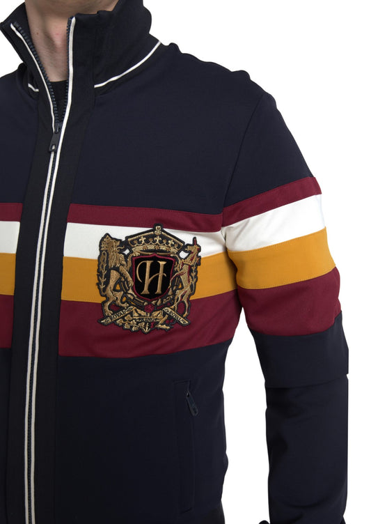Dolce & Gabbana Blaue Strickjacke Heraldic Full Zip Sweater