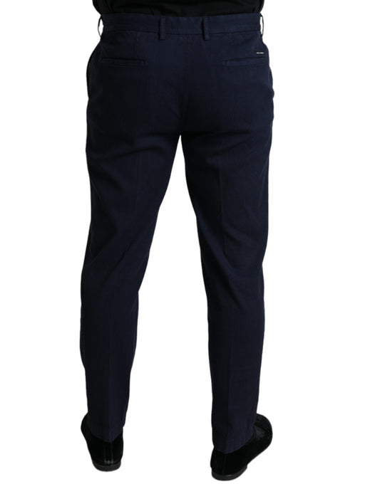 Dolce & Gabbana Dunkelblaue Baumwoll-Stretch-Hose mit schmaler Passform