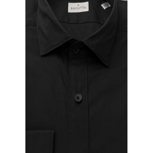 Bagutta Schwarzes Baumwollhemd für Herren, Slim Fit