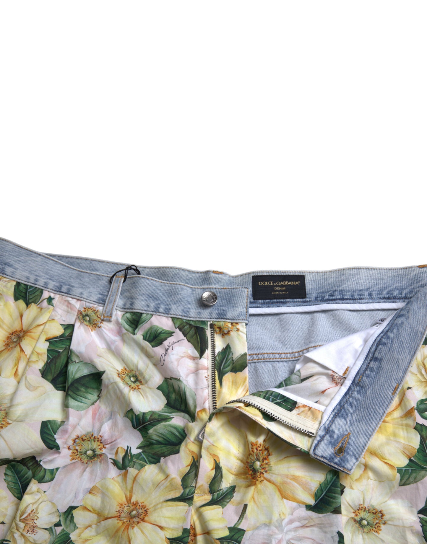 Dolce & Gabbana Bermuda-Shorts aus Denim mit Blumenmuster in mehreren Farben