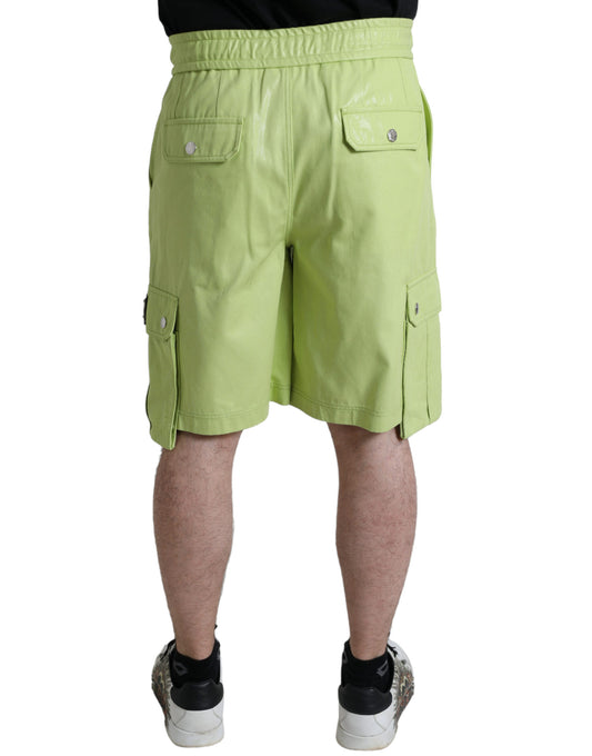 Dolce & Gabbana Hellgrüne Herren Cargo-Bermudashorts aus Baumwolle