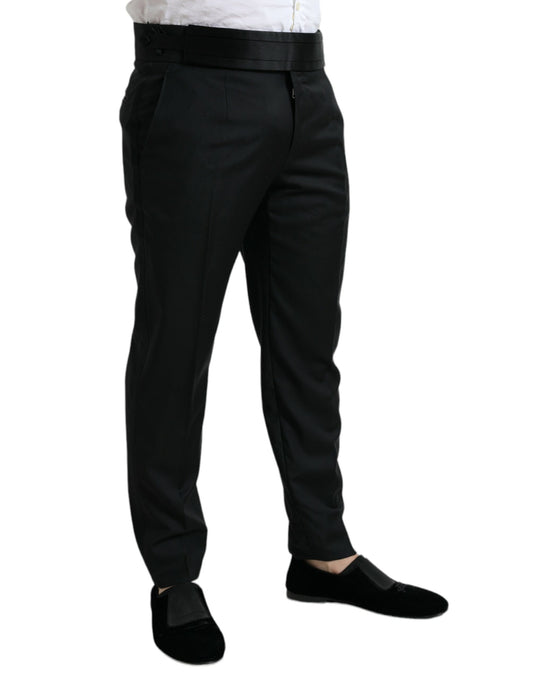 Dolce & Gabbana Schwarze Wolle Slim Fit Formal Trouser Dress Pants